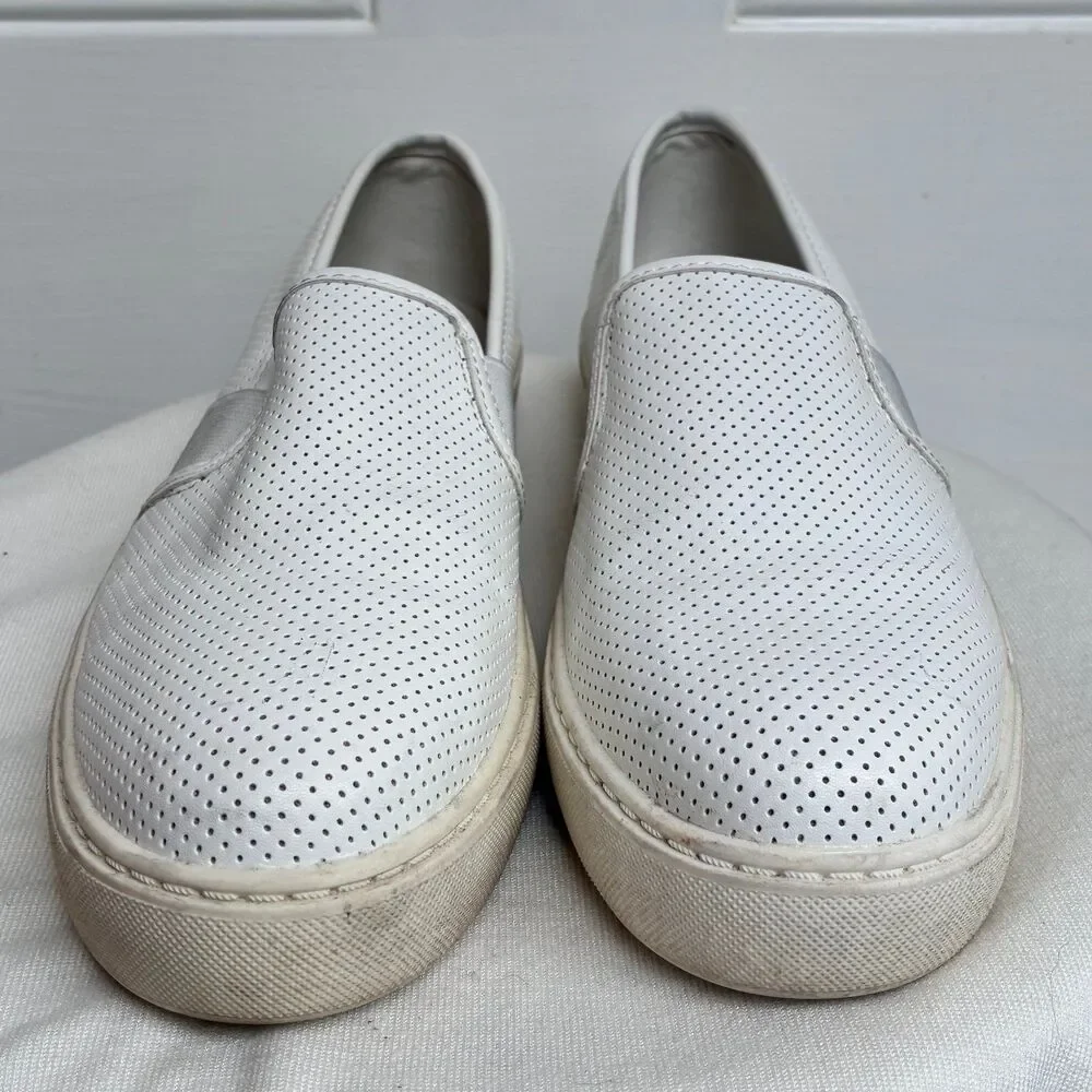 Time And Tru White Perforated Faux Leather Slip on Sneakers Size 8